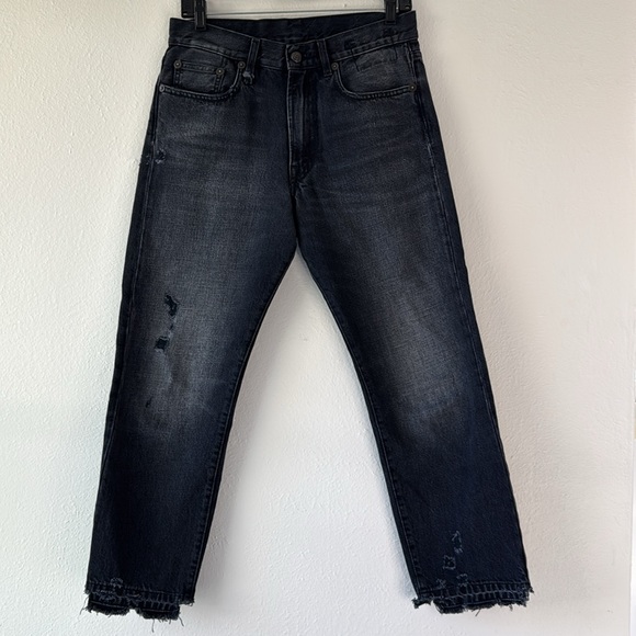 R13 Distressed Boyfriend Jean in Jake Black 24 - Picture 4 of 16